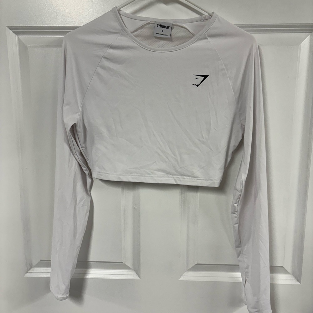 Gymshark Women's Long Sleeve Cropped Top White Size Small